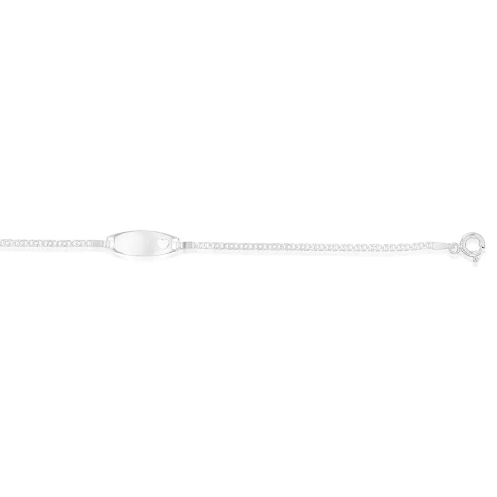 Sterling Silver Heart Cut Out On 16+3cm ID Bracelet