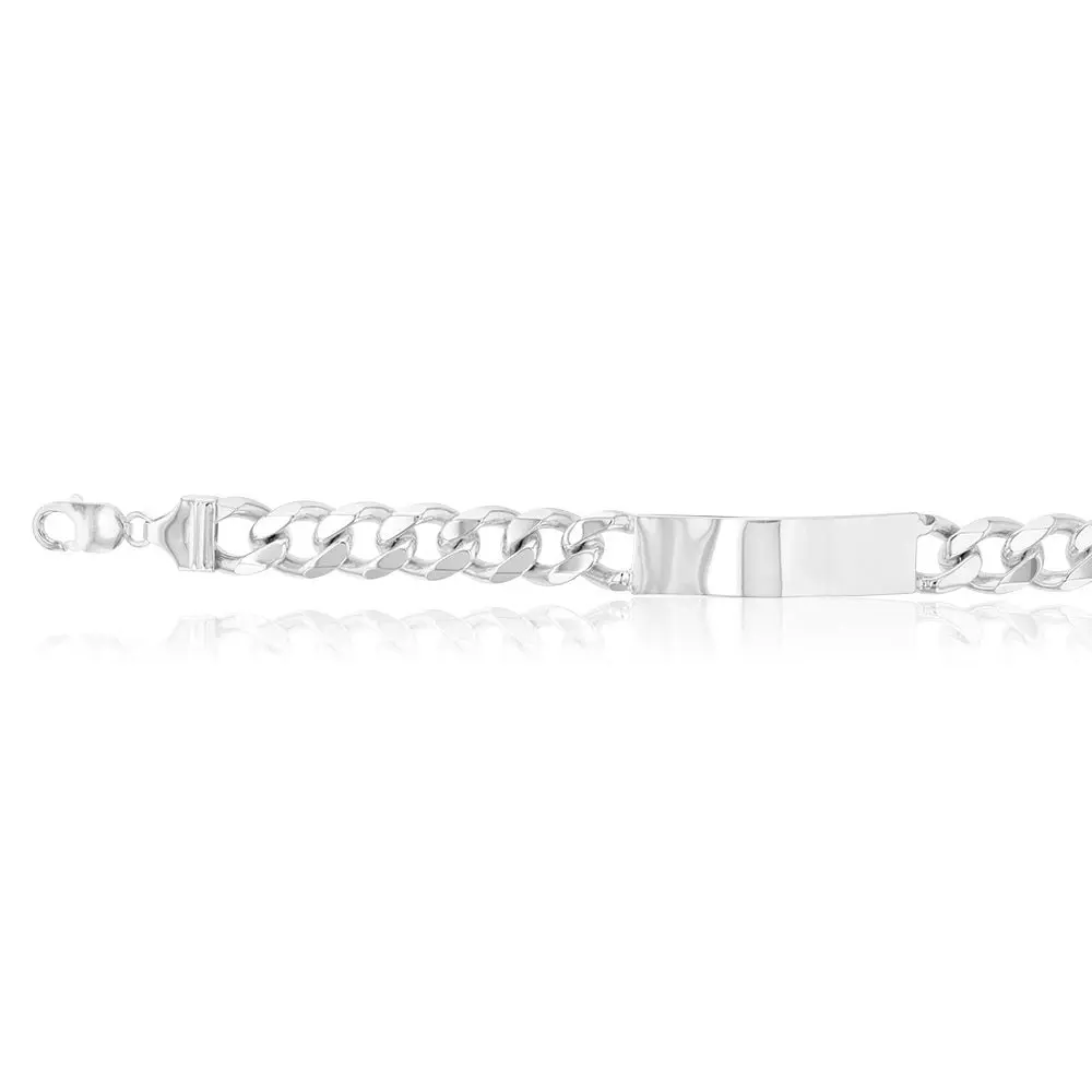 Sterling Silver Diamond Cut 350 Gauge Curb ID 22cm Bracelet