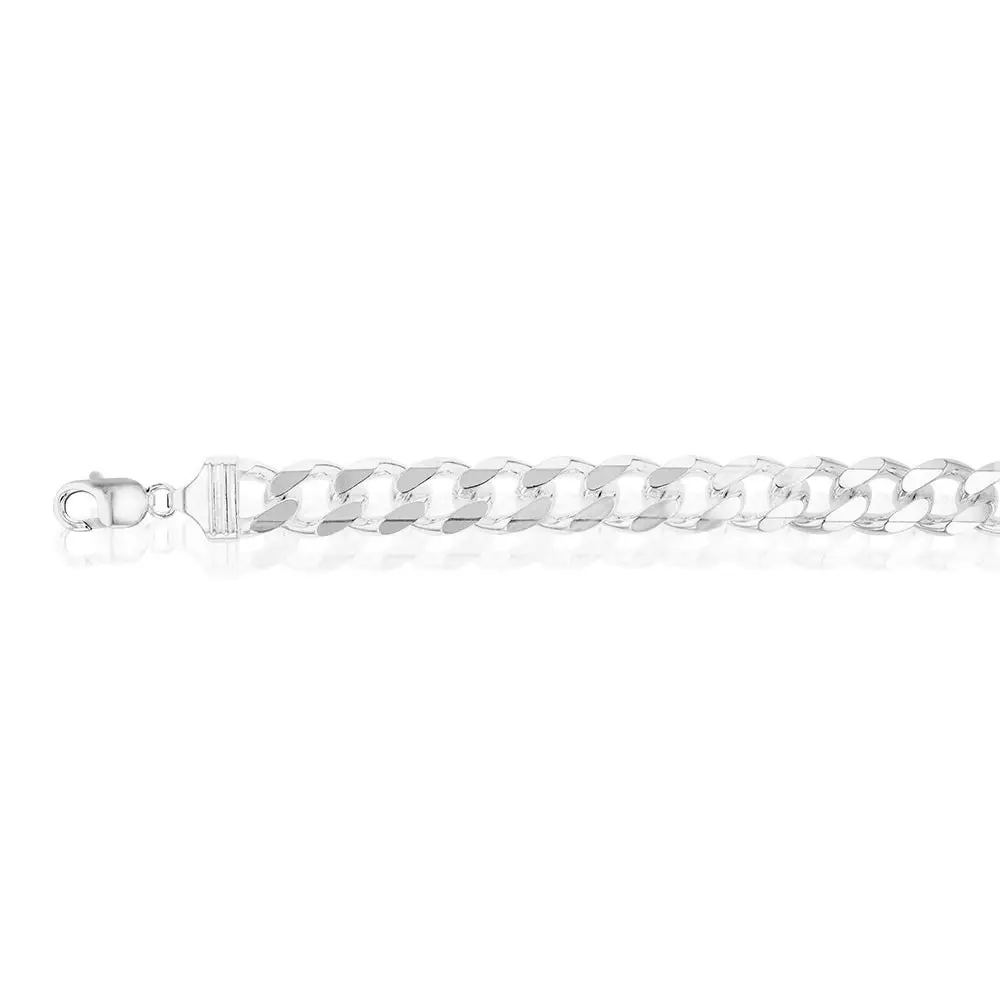 Sterling Silver Bevelled Curb 350 Gauge 24cm  Bracelet