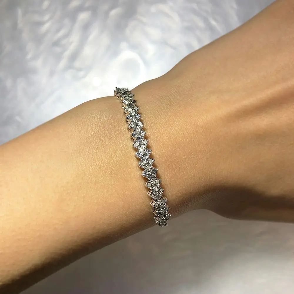 Sterling Silver 27 Diamonds Slider Bracelet