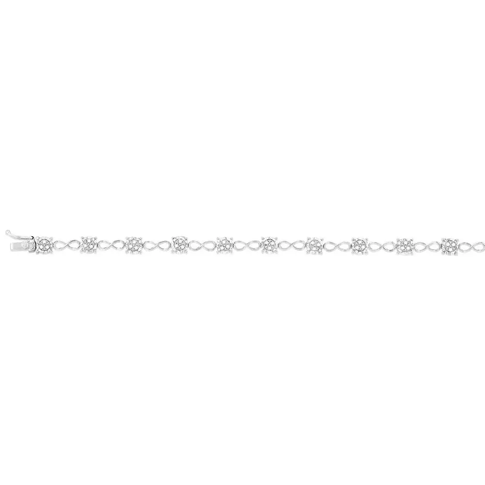 Sterling Silver 1/4 Carat Diamond 18cm Bracelet Set With 39 Diamonds