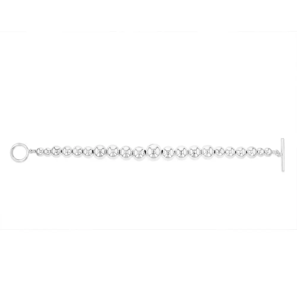 Sterling Silver Graduating Balls T Bar Clasp 19cm Bracelet