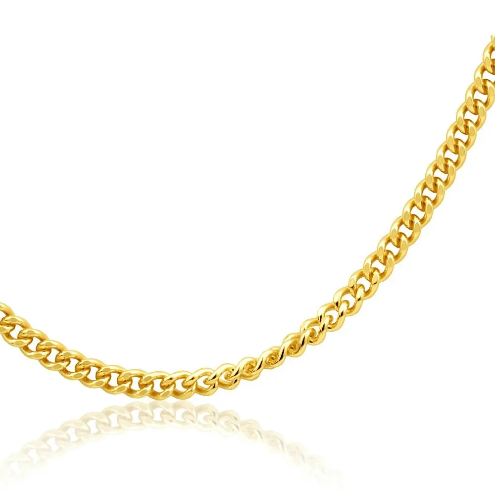 9ct Yellow Gold Curb Dicut 45cm Chain 50Gauge