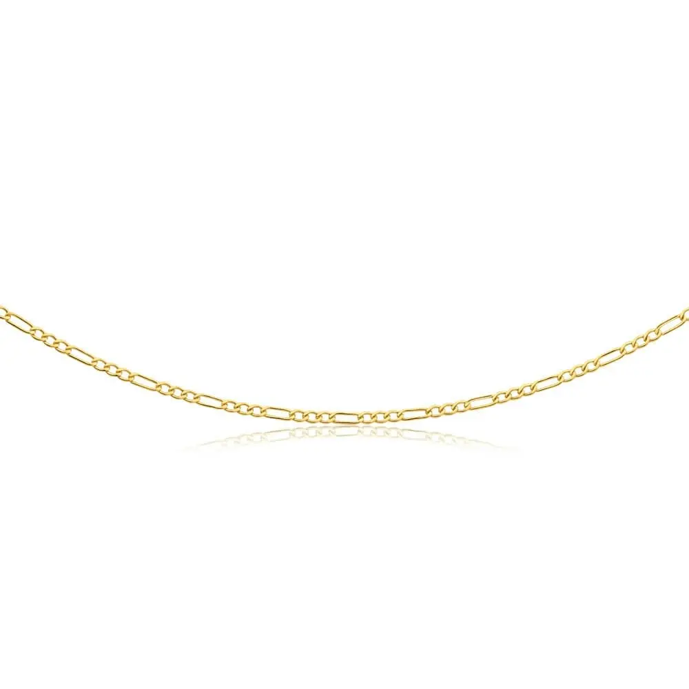 9ct Yellow Gold Silver Filled 50cm Figaro Chain 50 Gauge