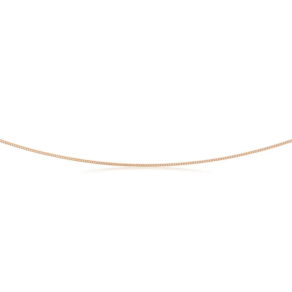 9ct SOLID Rose Gold Diamond Cut 45cm 30 Gauge Curb Chain