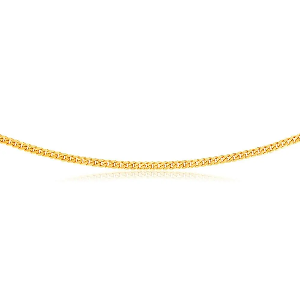 9ct Yellow Gold Curb Hollow 45cm Chain in 80 gauge