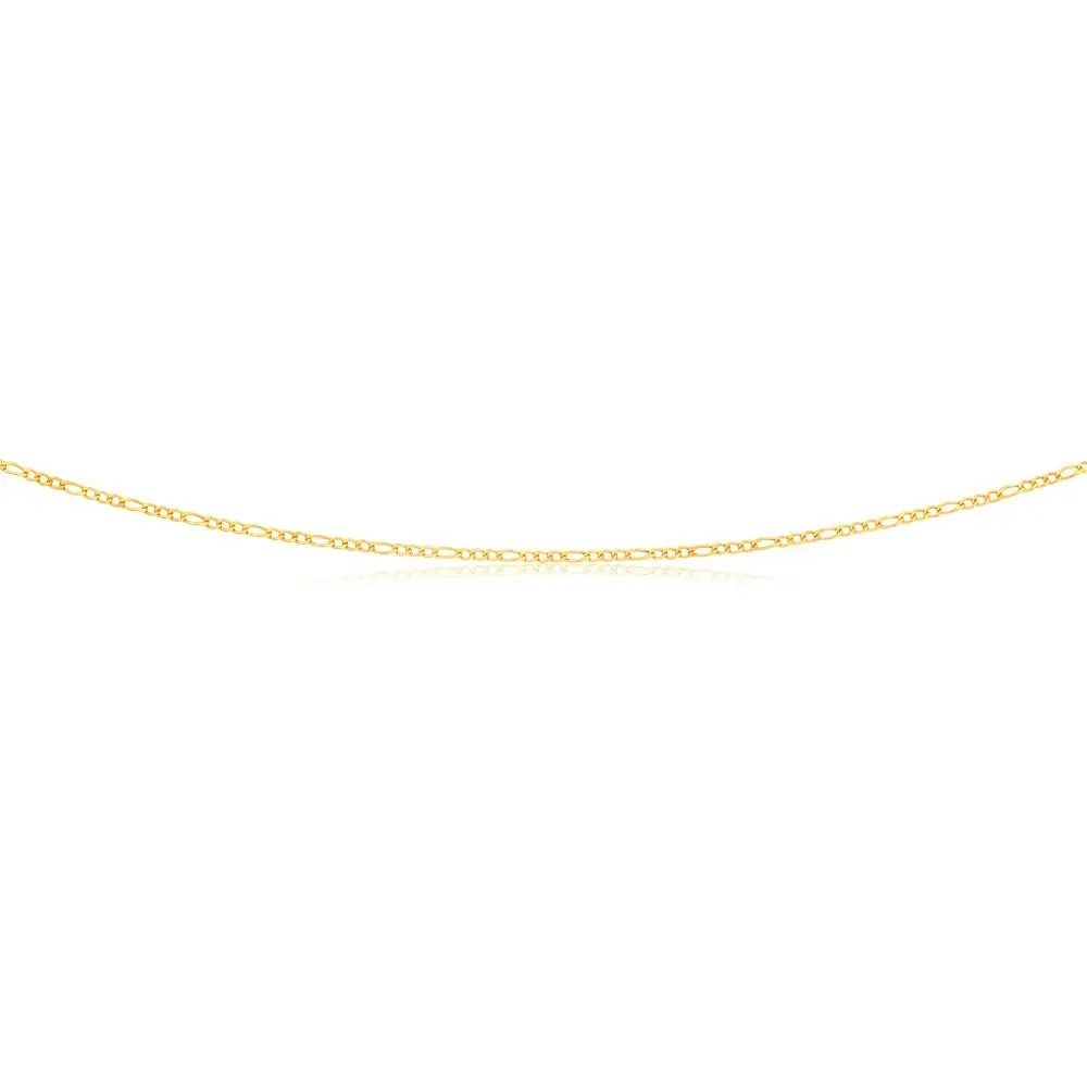 9ct Yellow Gold 3:1 Figaro 45cm Chain 40Gauge