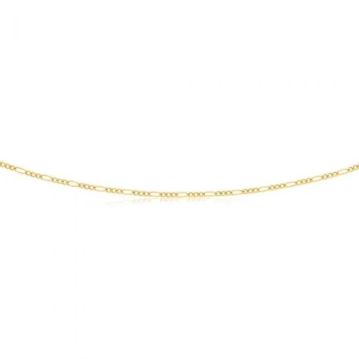 9ct Yellow Gold 3:1 Figaro 50cm Chain 50Gauge 9Y