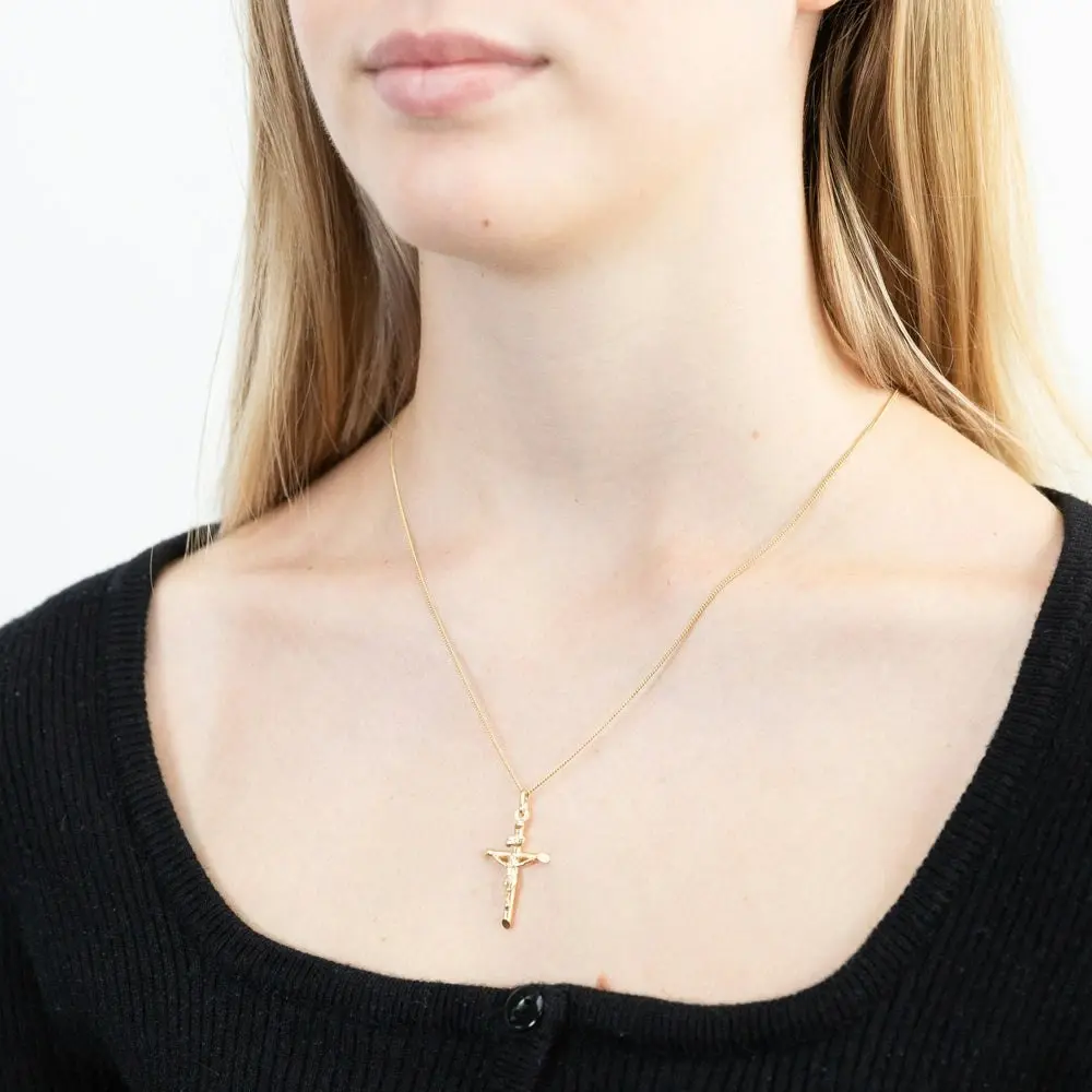 9ct Yellow Gold Crucifix Bar Pendant