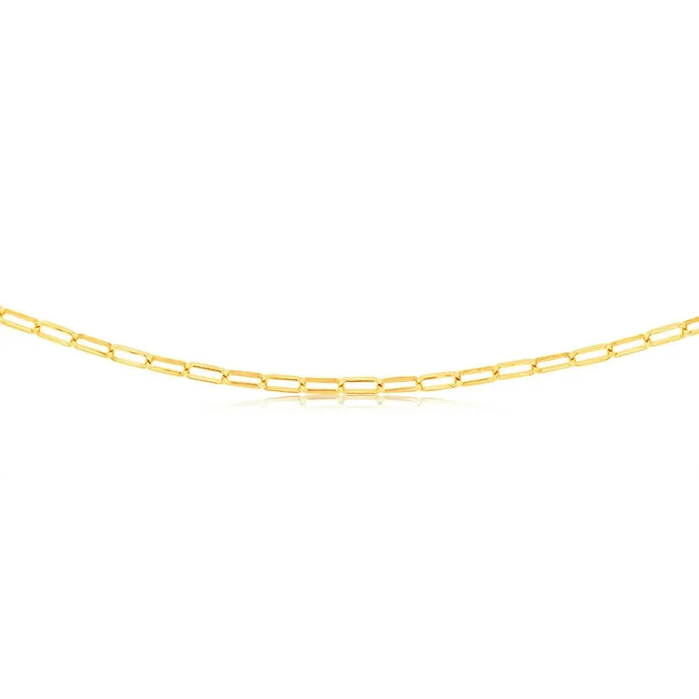 9ct Yellow Gold Silverfilled Small Paperclip 70cm Chain