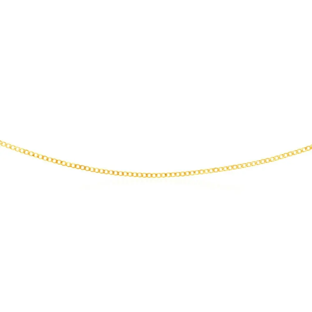 9ct Yellow Gold Superflat Light 50 Gauge Curb 40cm Chain