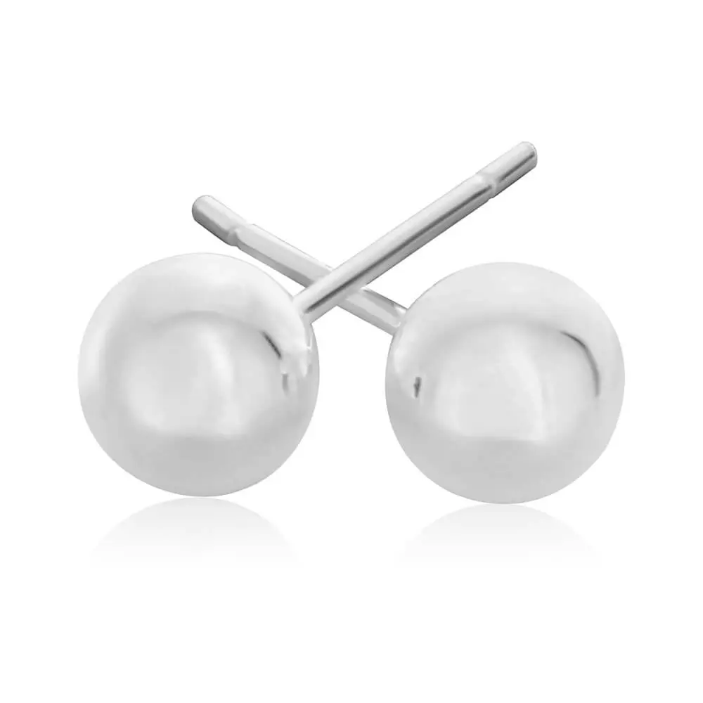 Sterling Silver 6mm Plain Ball Stud Earrings