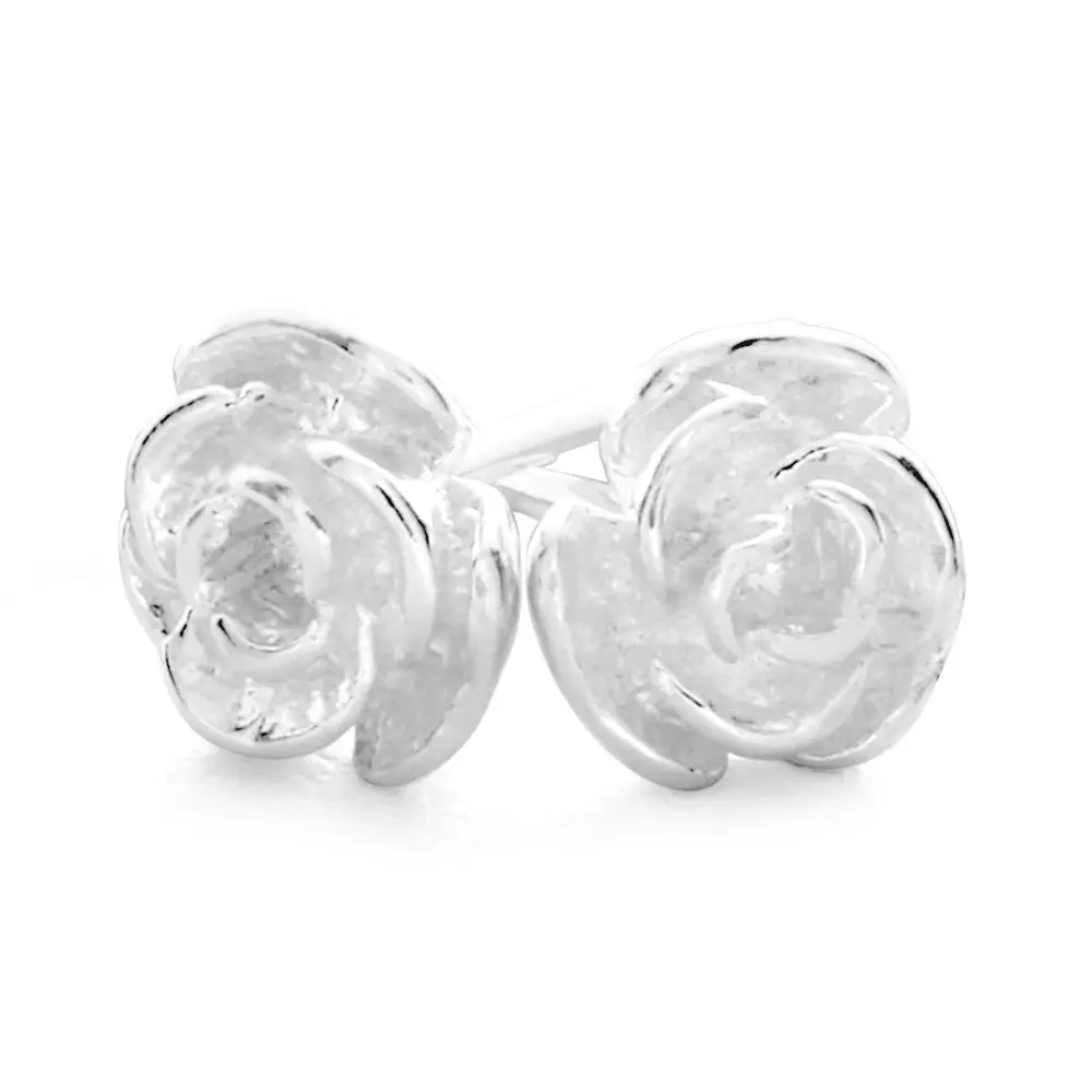 Sterling Silver Tiny Rose Stud Earrings