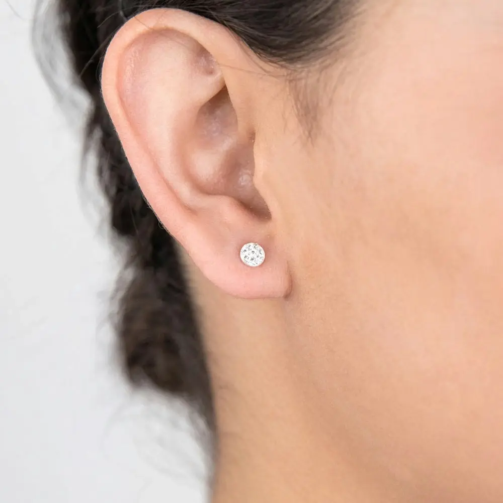 Sterling Silver 5mm White Crystal Stud Earrings