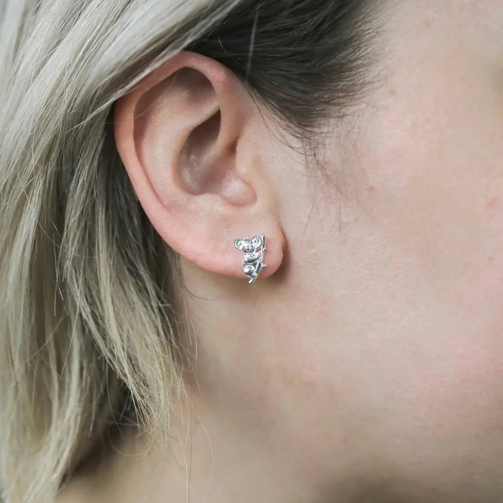 Sterling Silver Koala Stud Earrings