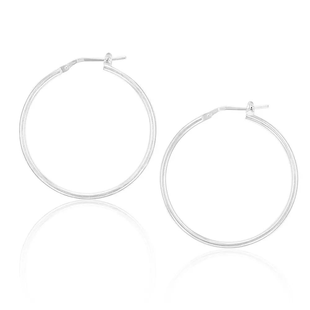 Sterling Silver Plain 30mm Hoop Earring