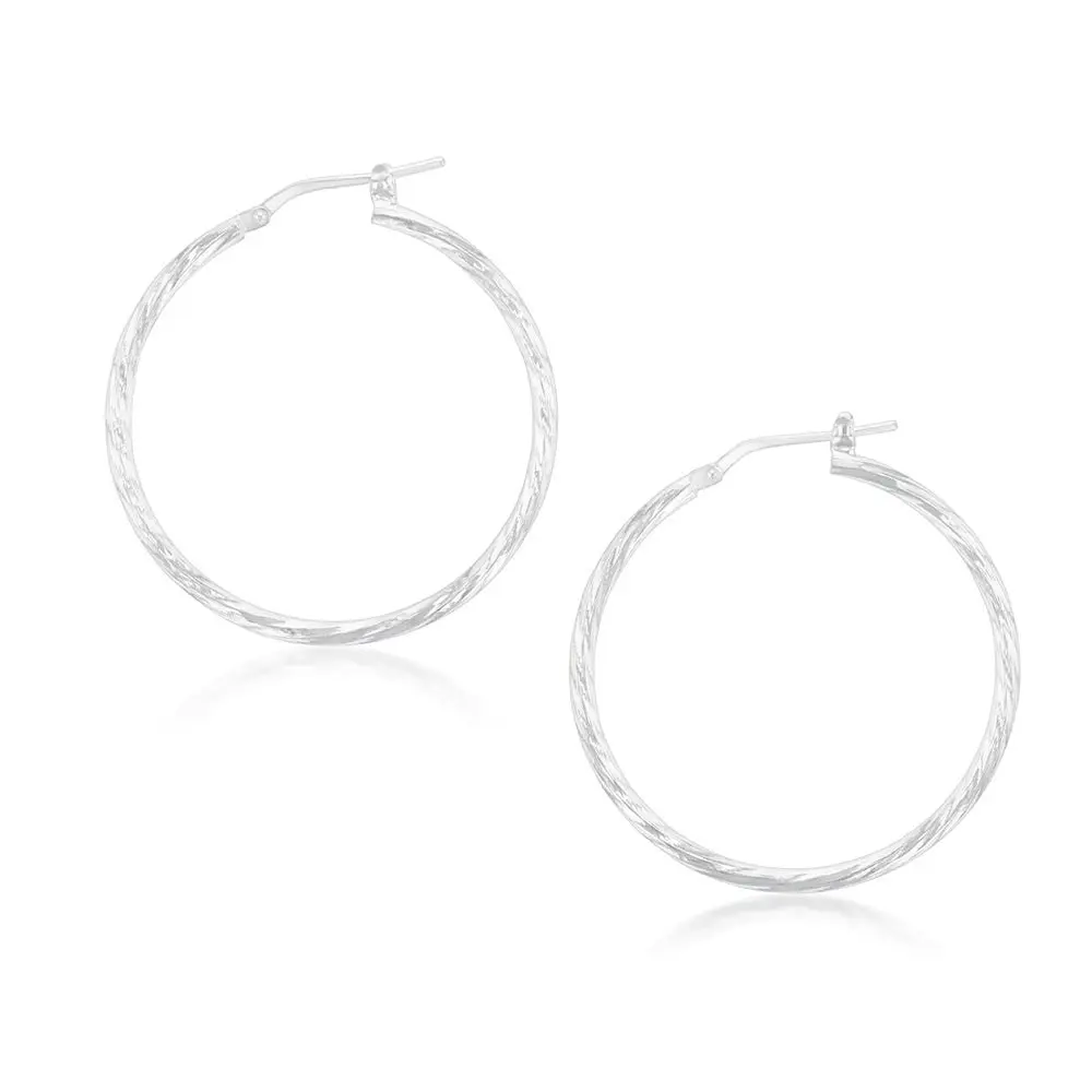 Sterling Silver Twisted 30mm Hoop Earrings