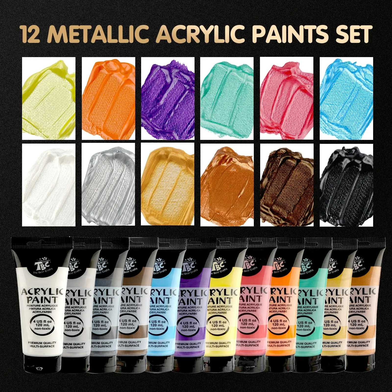 The Best Craft - Acrylic Paint Metallic 12-pack