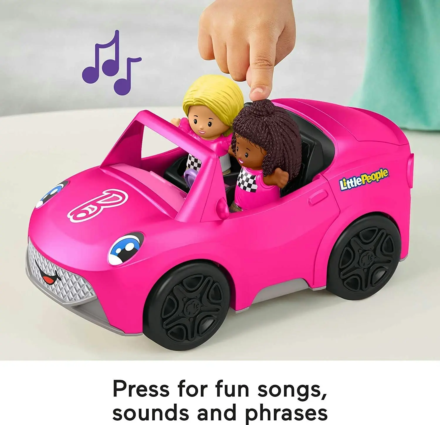 Little People Barbie Convertible Toy Car With Music Sounds & 2 Figures