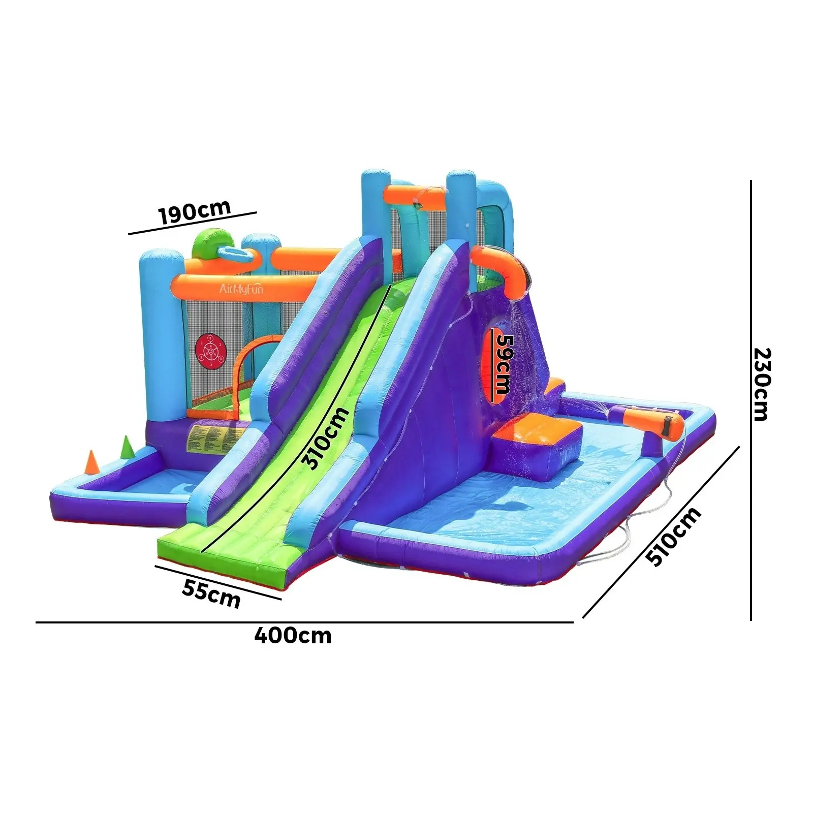 AirMyFun 11 Play Zones Inflatable Water Slide Trampoline Castle Bounce House Splash Jumping