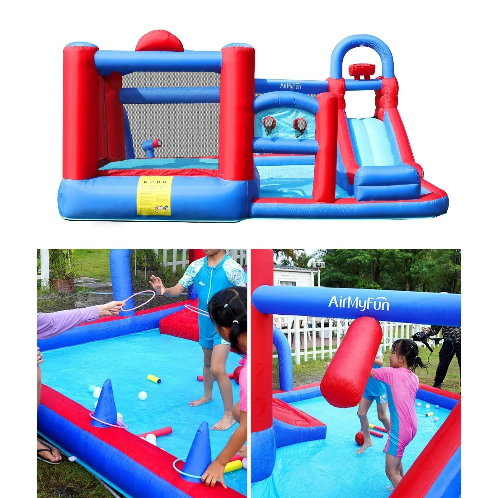 AirMyFun 11 Play Zones Inflatable Trampoline Bounce House Kids Jumping Water Slide Outdoor Toy