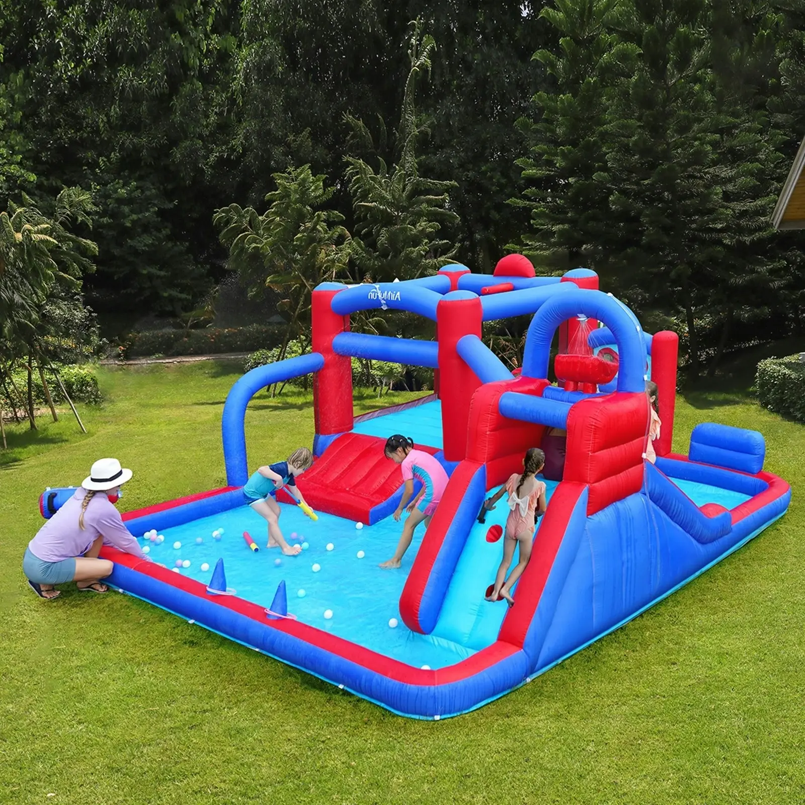 AirMyFun 11 Play Zones Inflatable Trampoline Bounce House Kids Jumping Water Slide Outdoor Toy