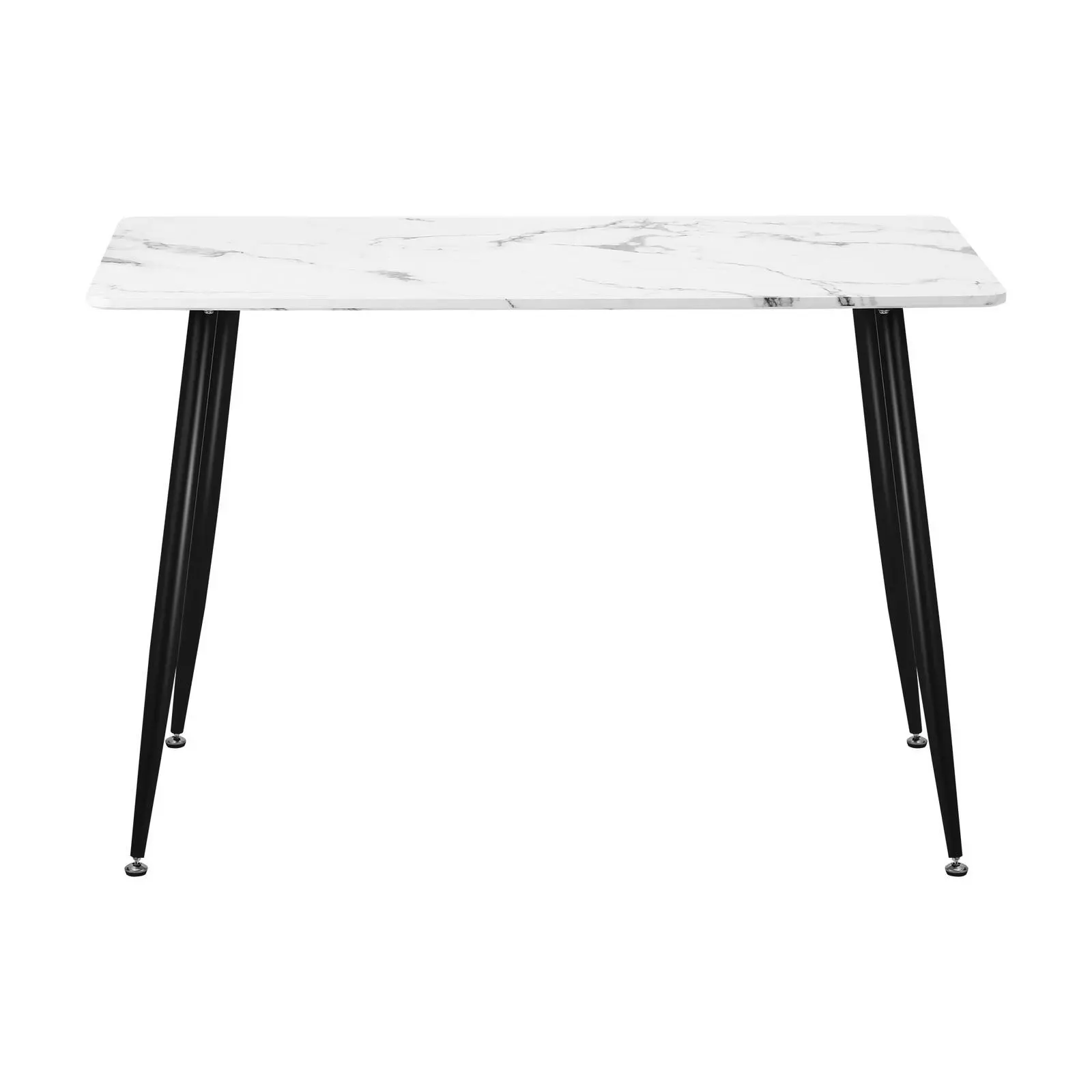 Oikiture 120cm Dining Table Rectangle Wooden Table With Marble Effect Metal Legs White&Black