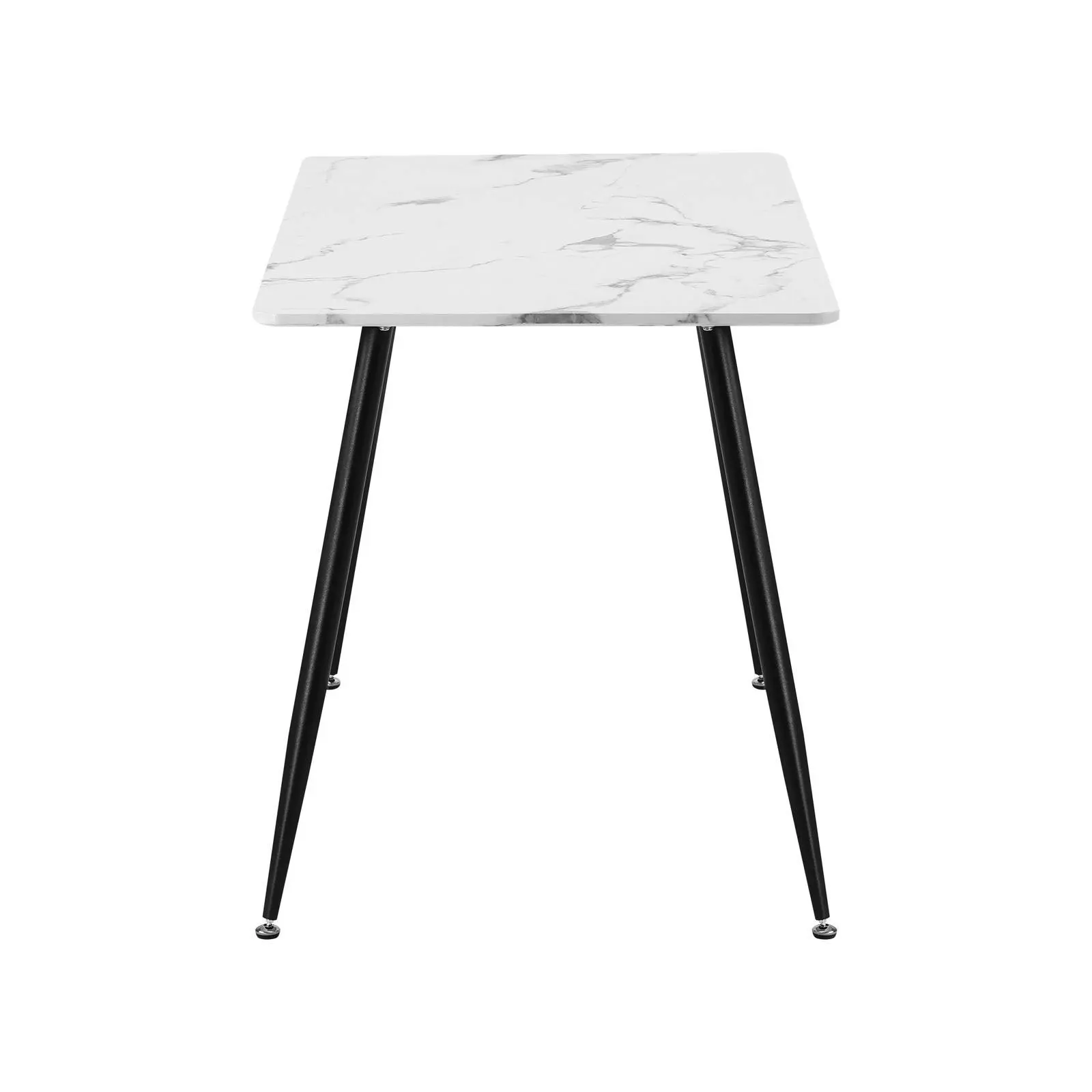 Oikiture 120cm Dining Table Rectangle Wooden Table With Marble Effect Metal Legs White&Black