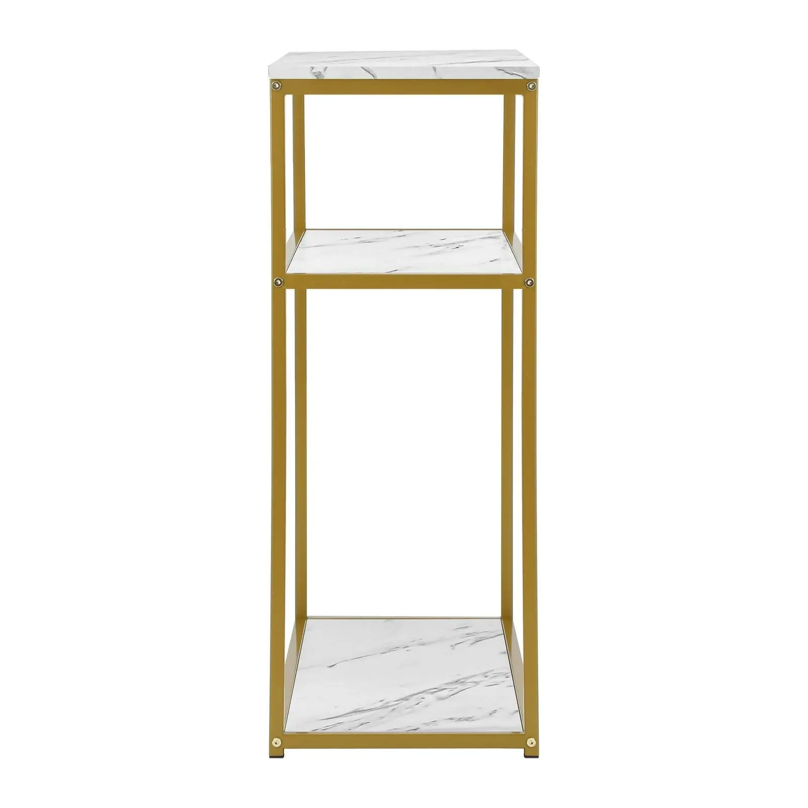 Oikiture Hall Console Table Metal Hallway Desk Entry Display White&Gold Furniture