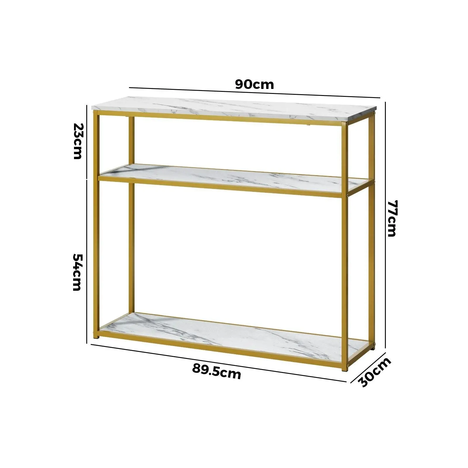 Oikiture Hall Console Table Metal Hallway Desk Entry Display White&Gold Furniture