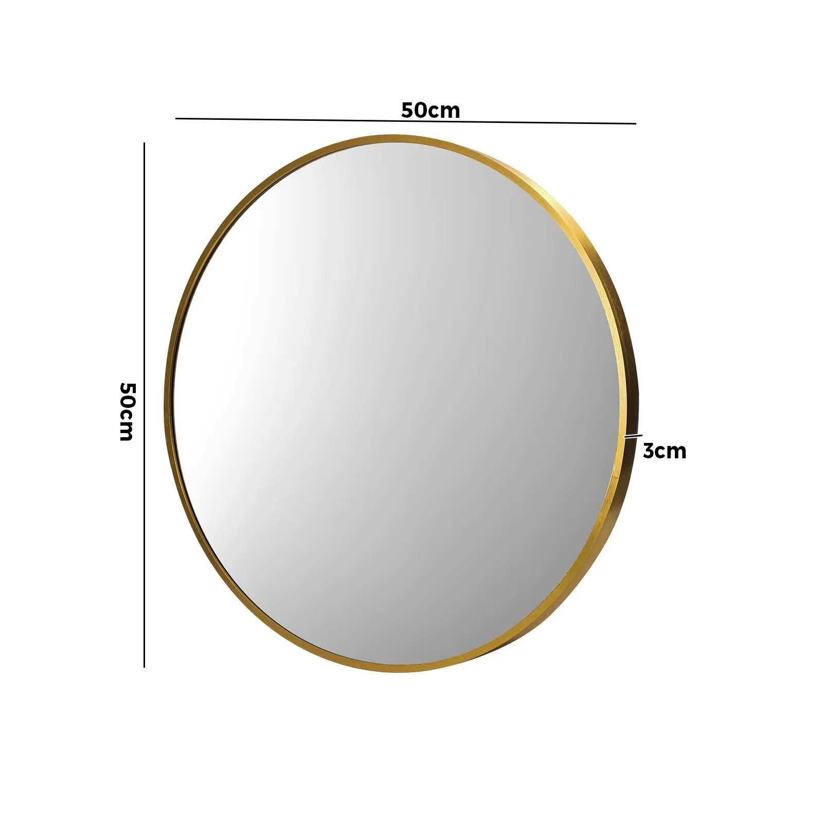 Oikiture Wall Mirrors Round Makeup Mirror Vanity Home Decor 50cm Gold Bedroom