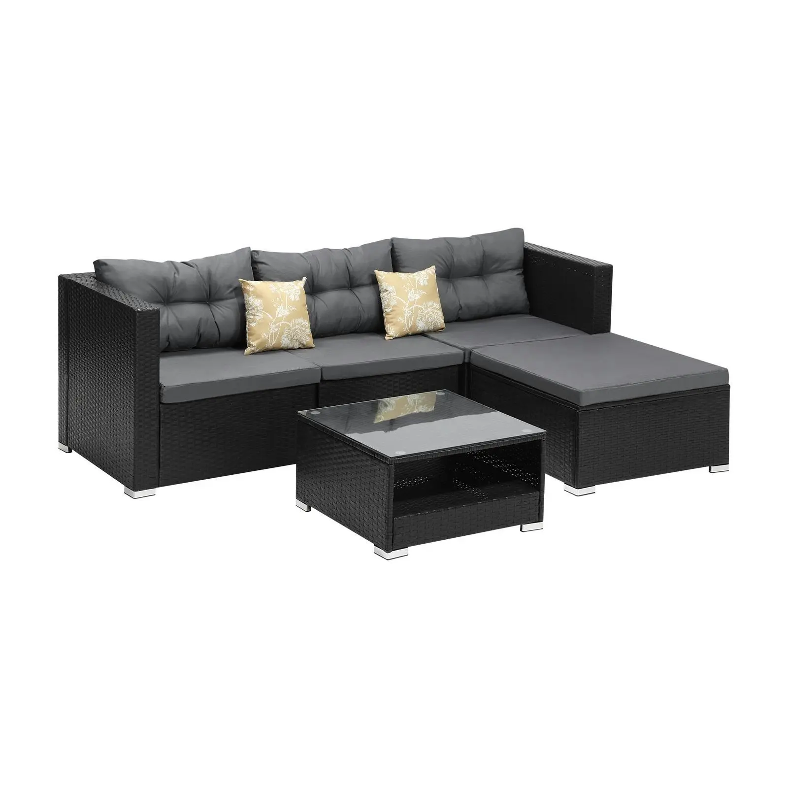 Livsip Outdoor Sofa Set 4 Seater Corner Modular Lounge Setting Patio Furniture