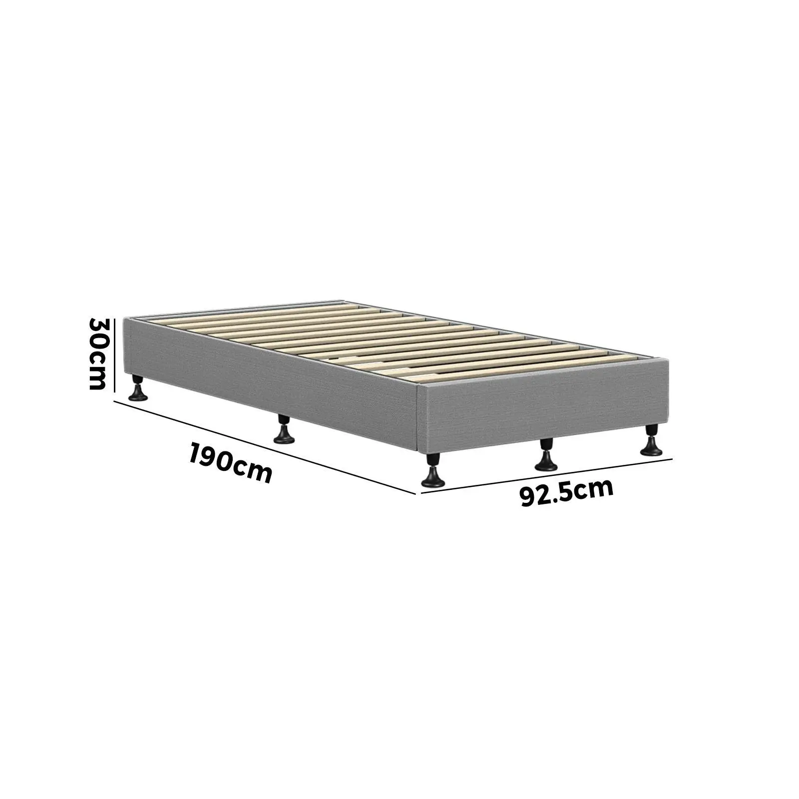 Oikiture Bed Frame Single Size Bed Base Platform Grey