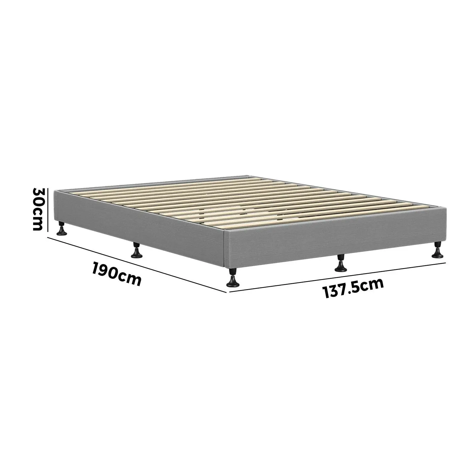 Oikiture Bed Frame Double Size Bed Base Platform Grey