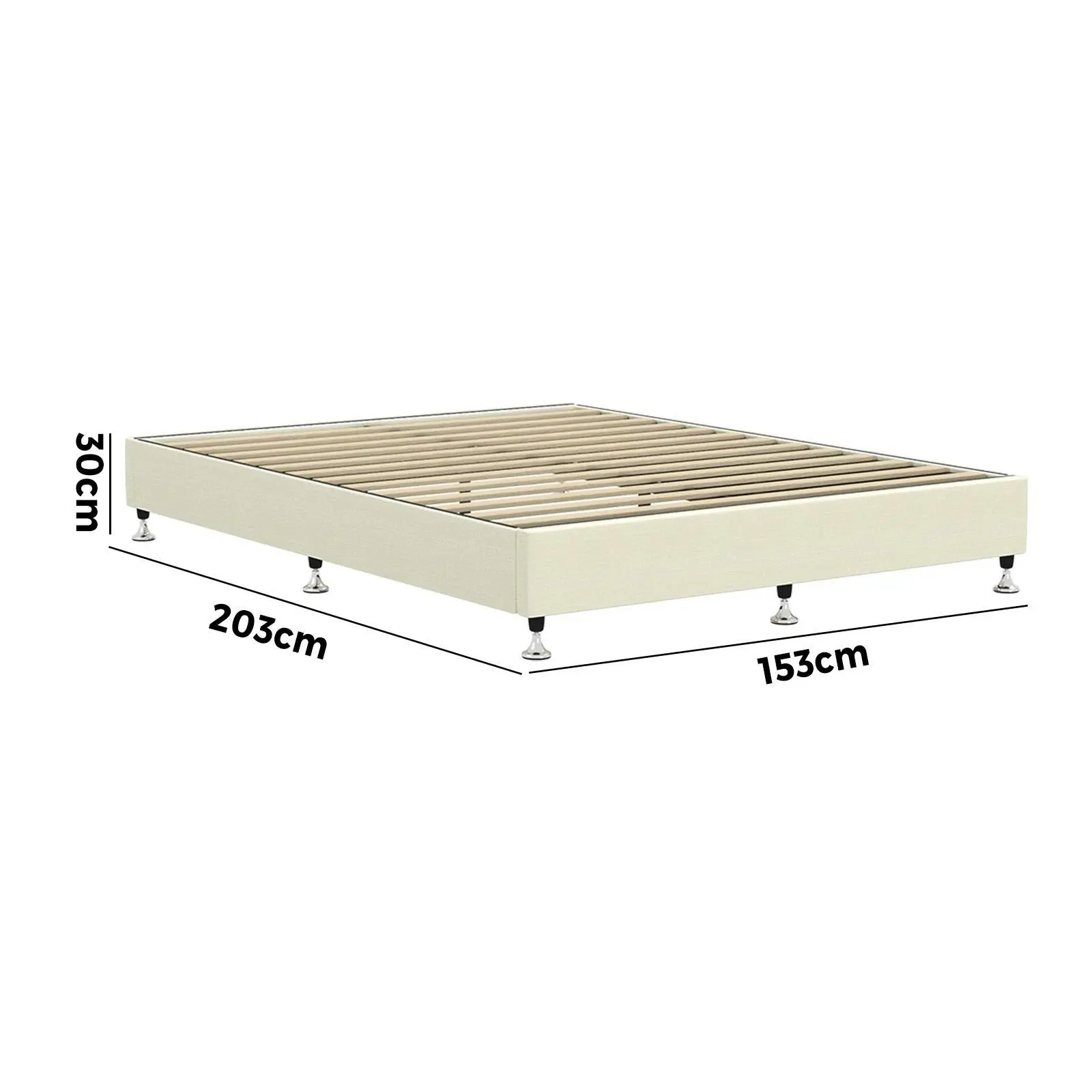 Oikiture Bed Frame Queen Size Bed Base Platform Beige