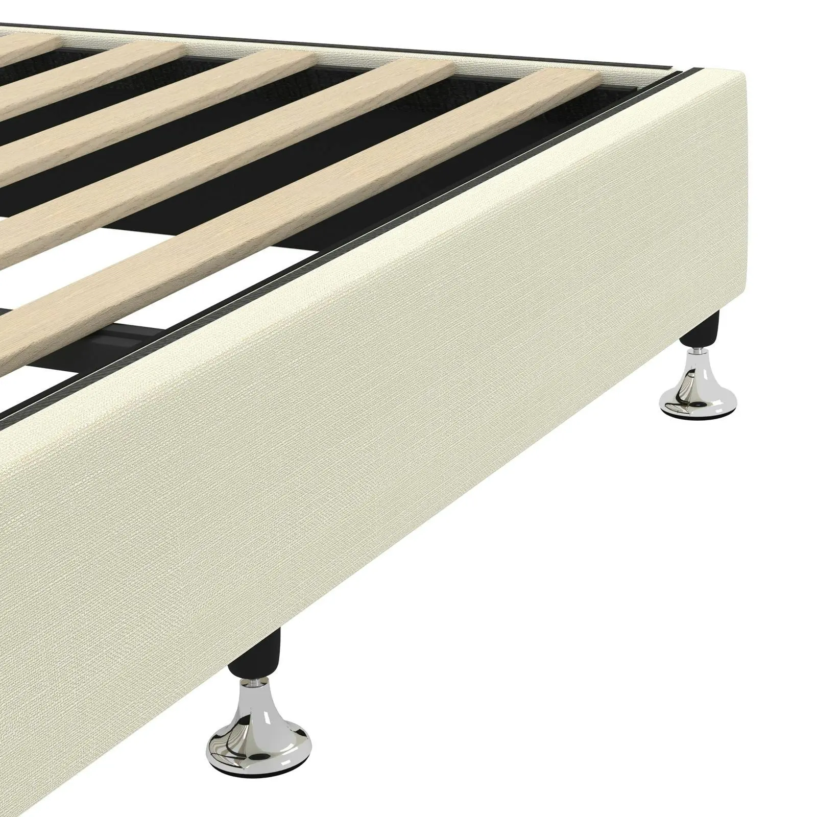 Oikiture Bed Frame Queen Size Bed Base Platform Beige