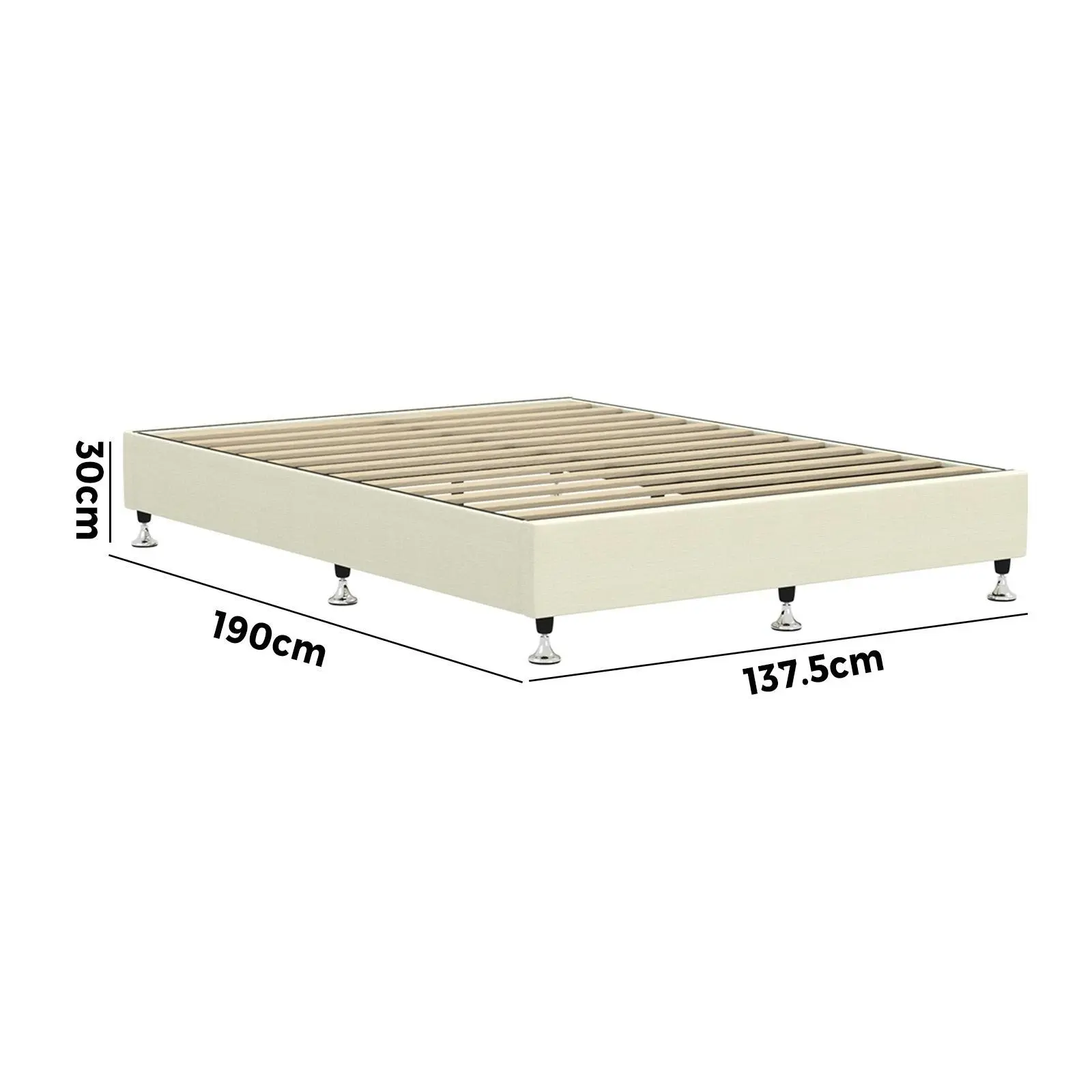 Oikiture Bed Frame Double Size Bed Base Platform Beige