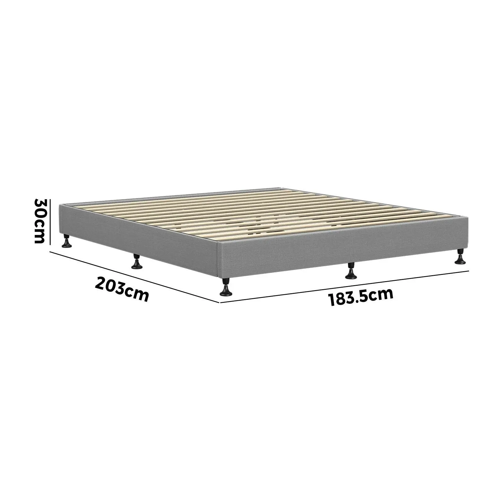 Oikiture Bed Frame King Size Bed Base Platform Grey