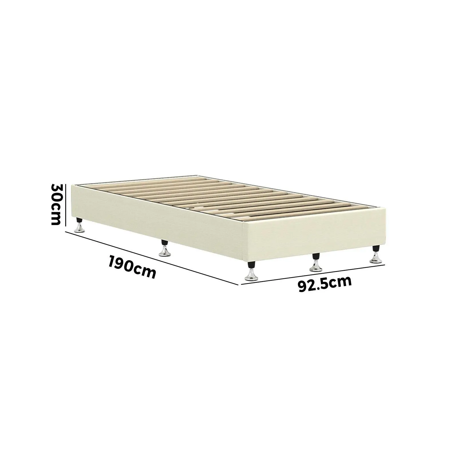 Oikiture Bed Frame Single Size Bed Base Platform Beige