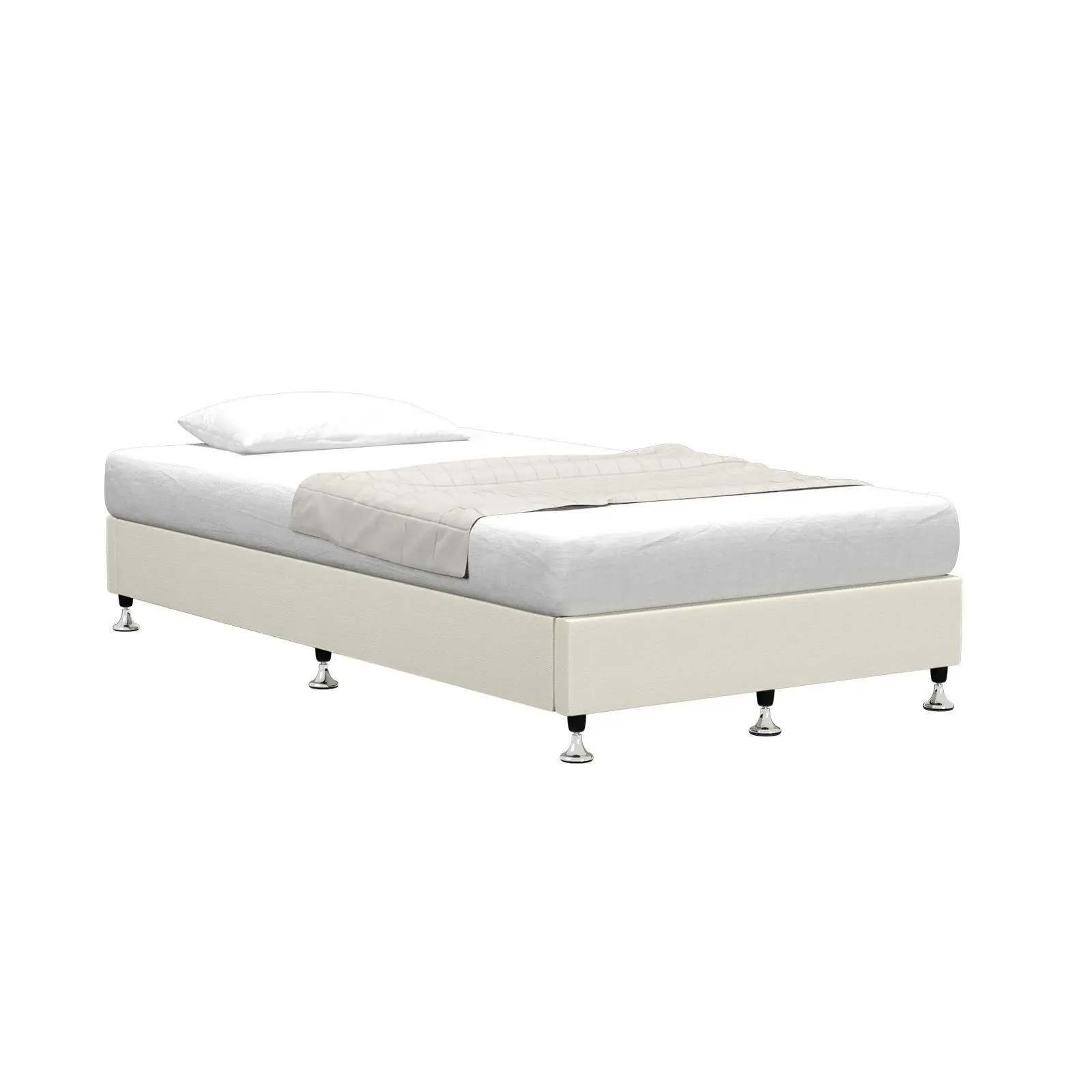 Oikiture Bed Frame Single Size Bed Base Platform Beige