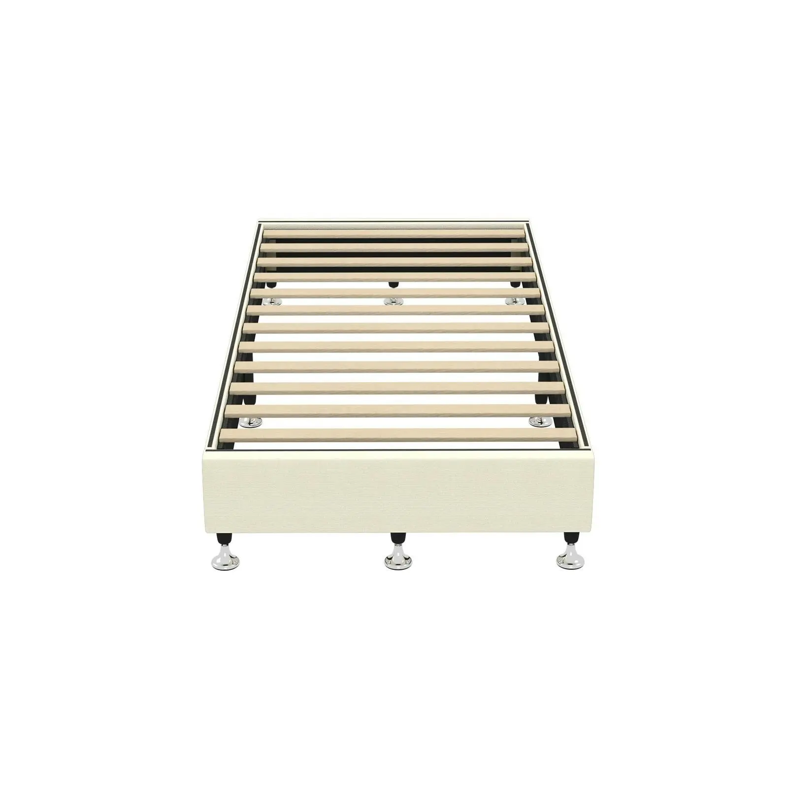 Oikiture Bed Frame Single Size Bed Base Platform Beige