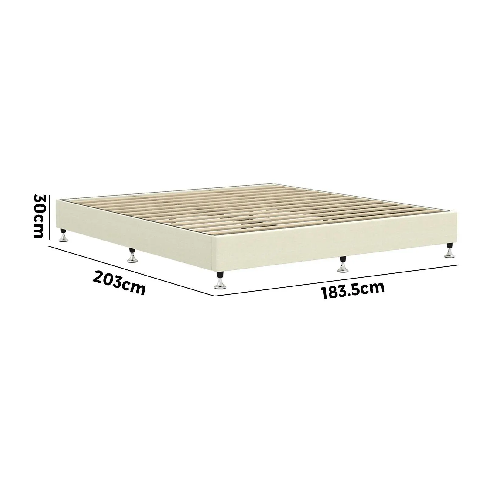 Oikiture Bed Frame King Size Bed Base Platform Beige