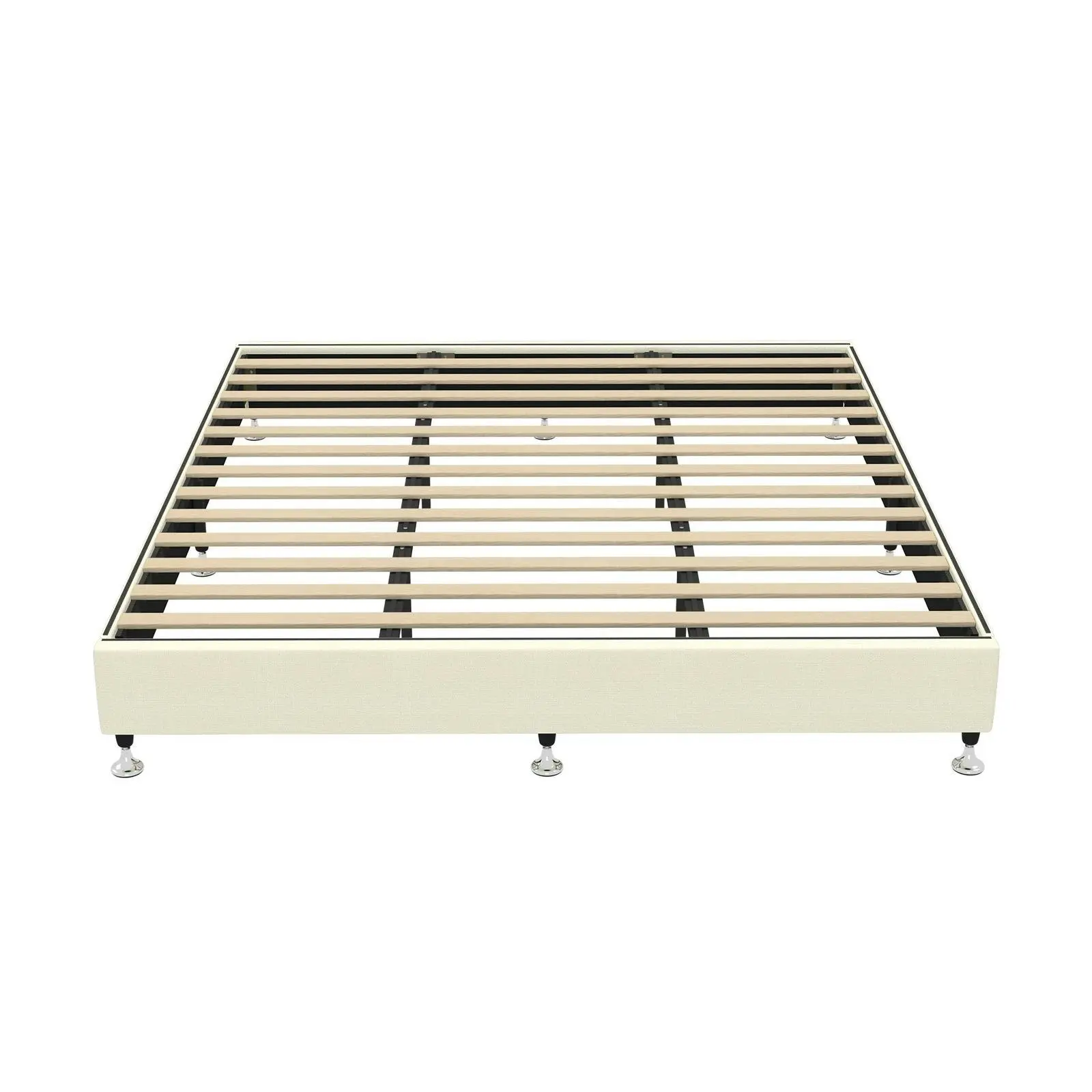 Oikiture Bed Frame King Size Bed Base Platform Beige