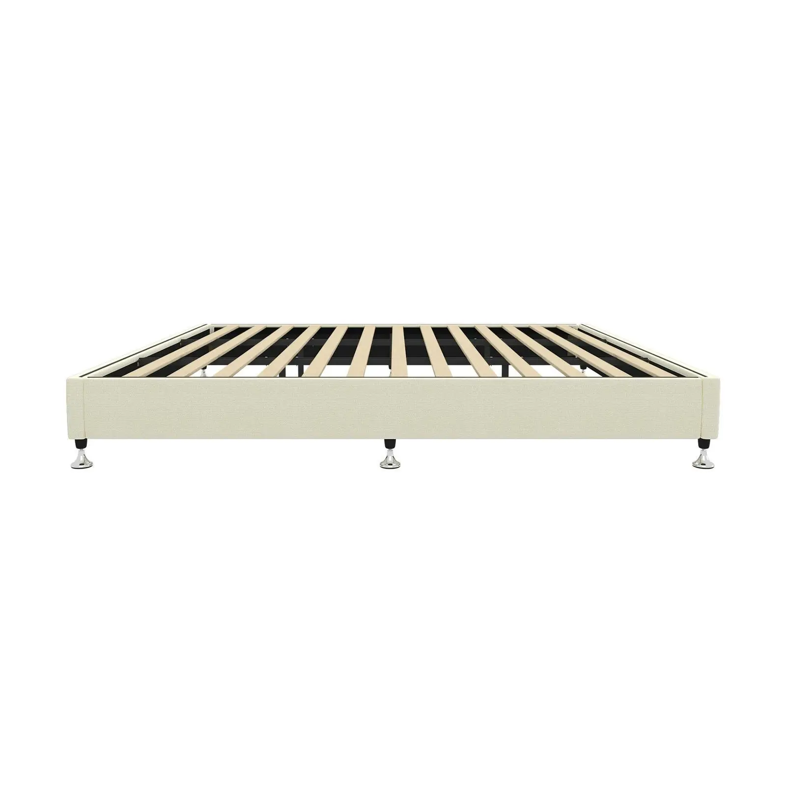 Oikiture Bed Frame King Size Bed Base Platform Beige