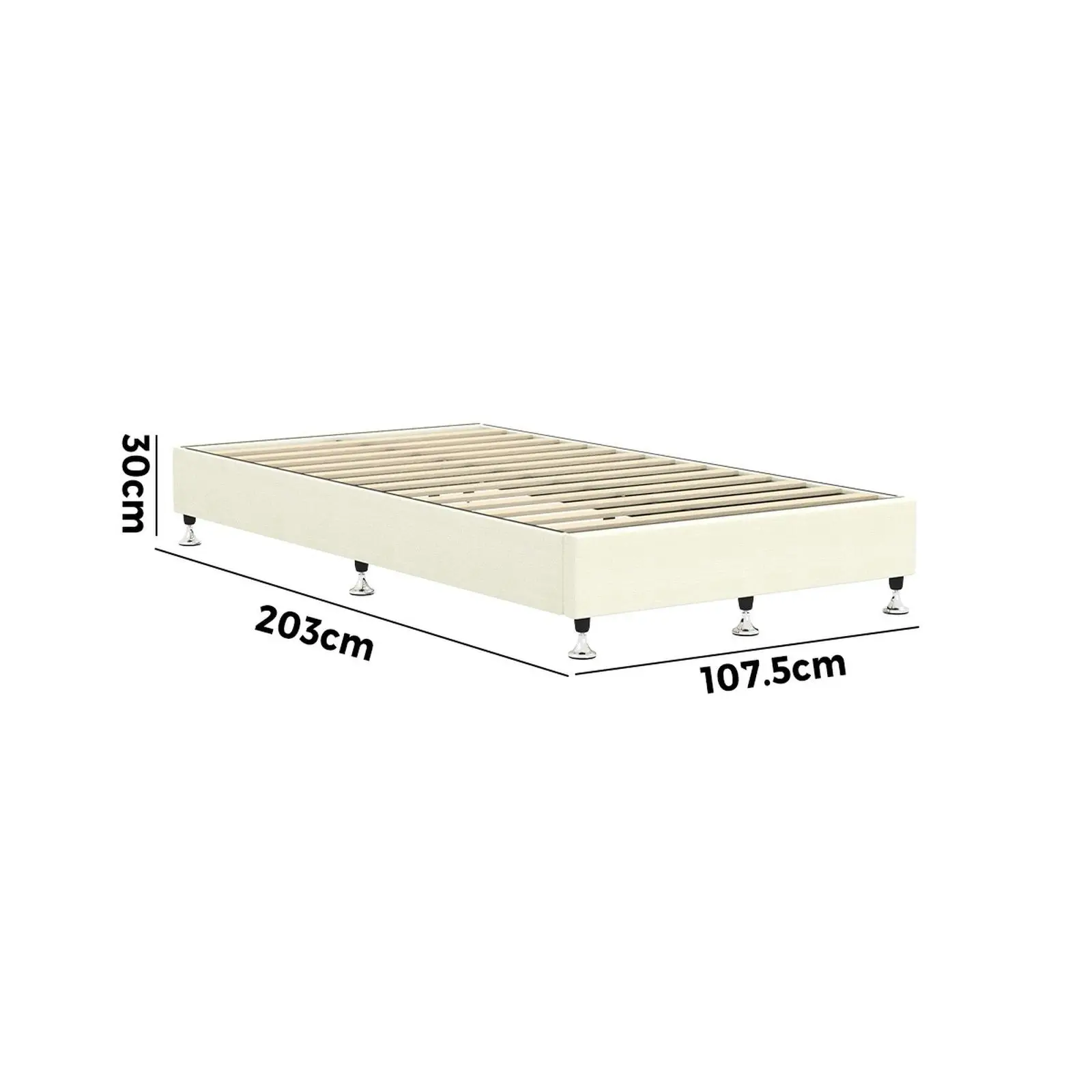 Oikiture Bed Frame King Single Bed Base Platform Beige