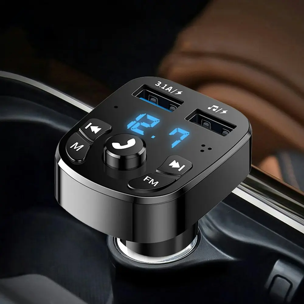 Car Hands-Free Bluetooth-Compatible 5.0 FM Transmitter Car Kit