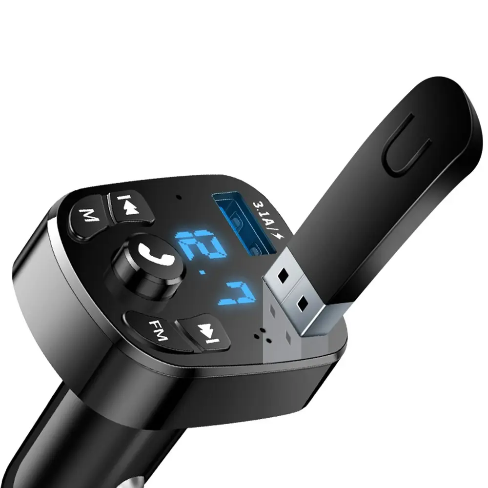 Car Hands-Free Bluetooth-Compatible 5.0 FM Transmitter Car Kit