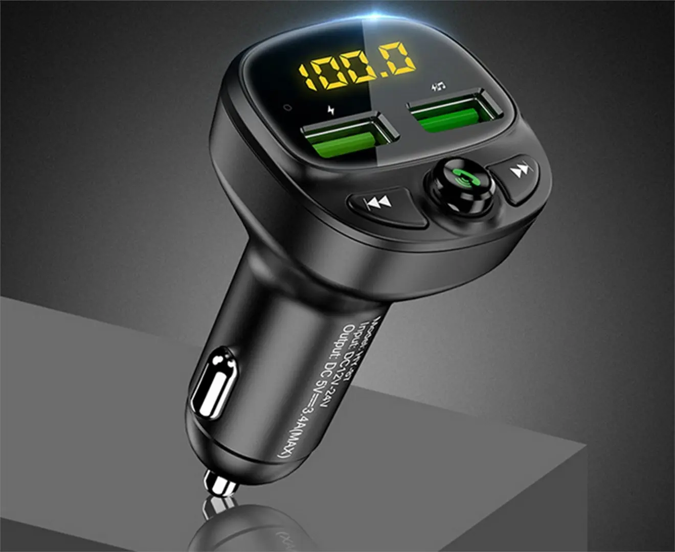 Bluetooth Wireless FM Transmitter MP3 Player HandFree Car Kit-Black