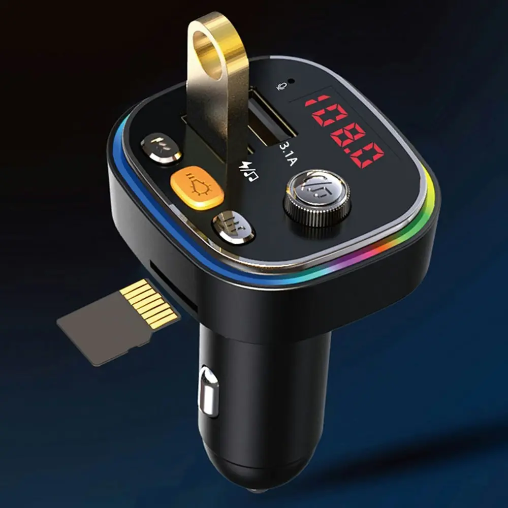 Dual USB Hands-Free Car FM Transmitter with Colorful Lights MP3 Car Player