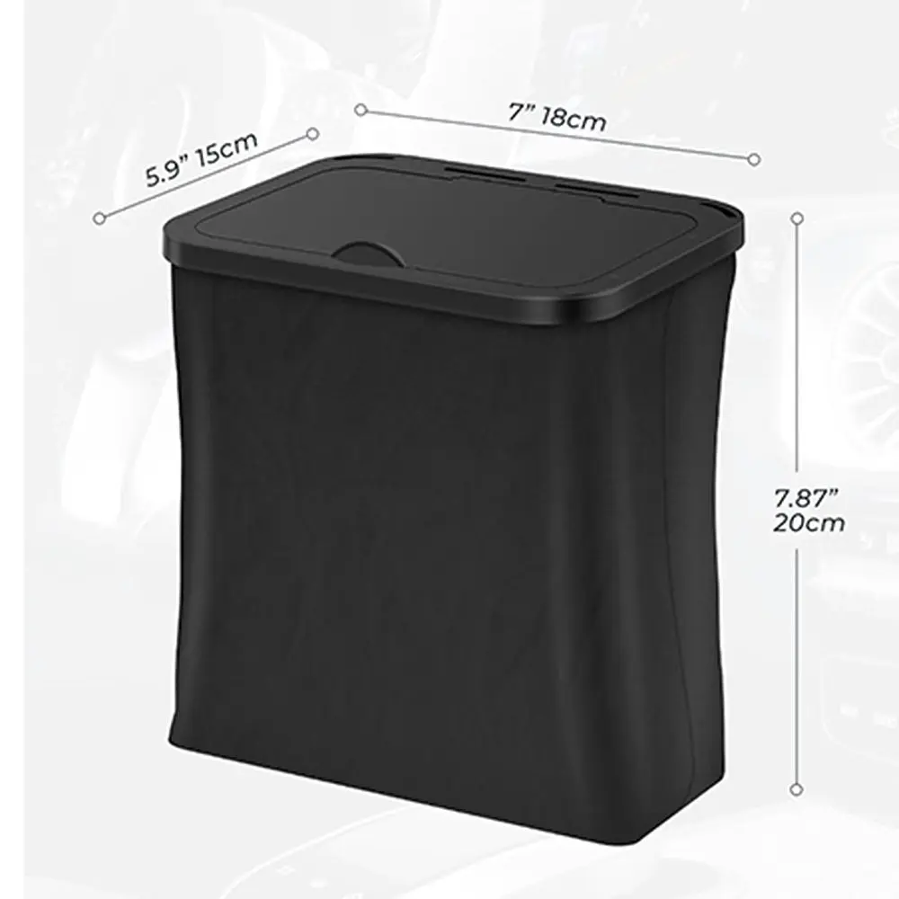 Car Trash Can Collapsible Car Garbage Can with Lid PU Leather Car Trash Bin